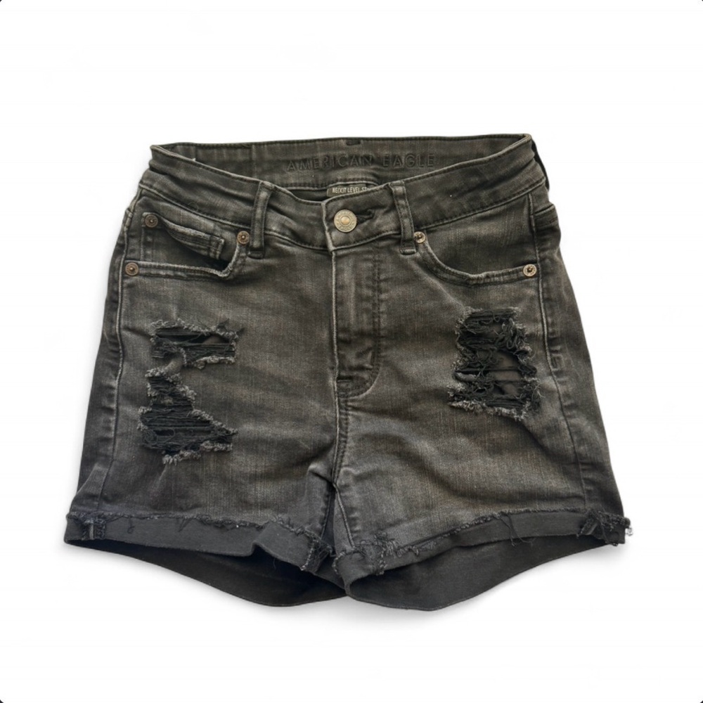 American Eagle Outfitters | Black Distressed Denim Shorts